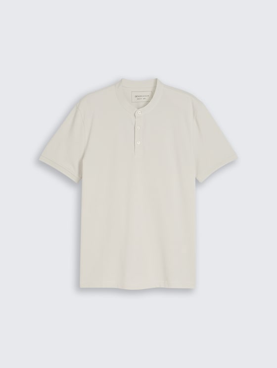 Piqué Poloshirt mit Stehkragen von Denim Male, greyish white