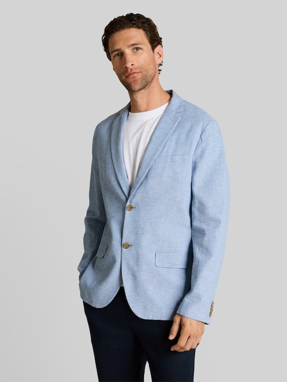 Jacket with linen blend in blue by Tom Tailor