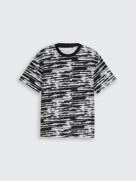 Relaxed Fit T-Shirt mit Muster von Denim Male, black white watery stripe
