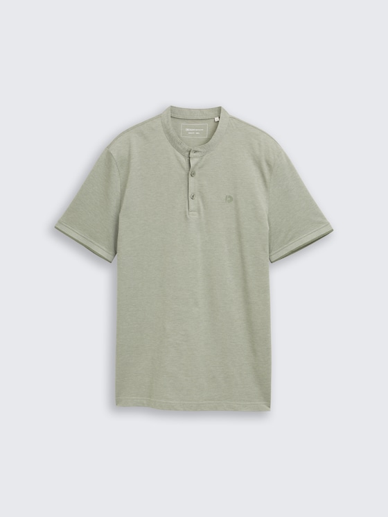 Piqué Poloshirt mit Stehkragen von Denim Male, mint sea spray two tone pique