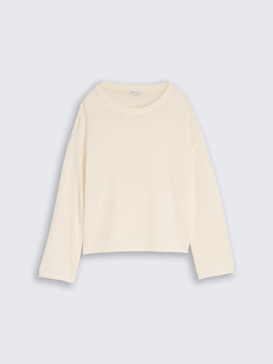 Relaxed fit gebreide trui met boothals door Denim Female, Gardenia White