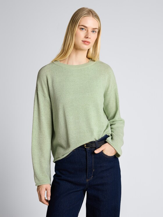 Pull en maille ample à encolure bateau par Denim Female, light matcha green