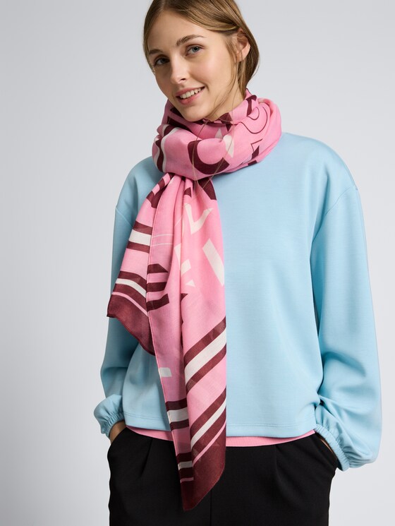 Schal mit Schriftzug von Denim Female, red pink heart design