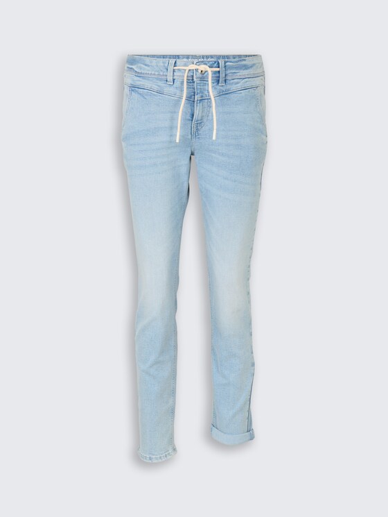 TTMAYA TAPERED stretchjeans met trekkoord door Women, Light Stone Blue Denim