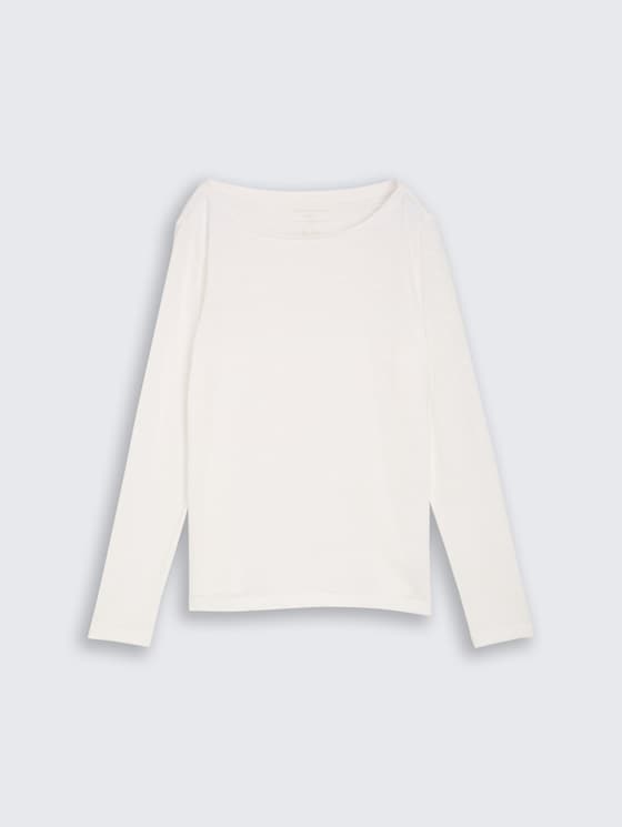 Basic shirt met lange mouwen van katoen door Women, Whisper White