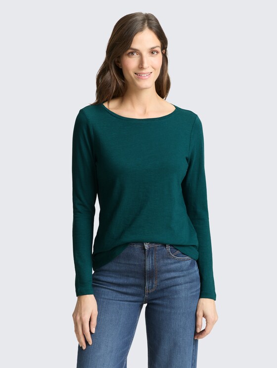 Basic Langarmshirt aus Baumwolle von Women, Deep Meadow Green