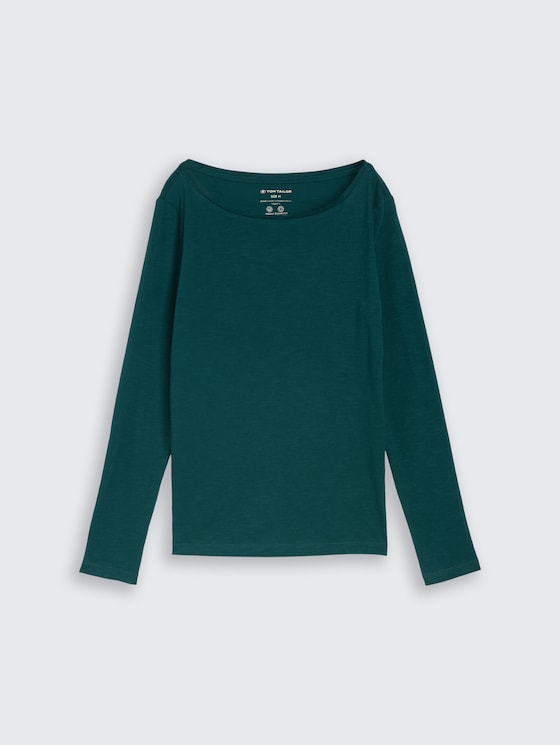 Basic shirt met lange mouwen van katoen door Women, Deep Meadow Green