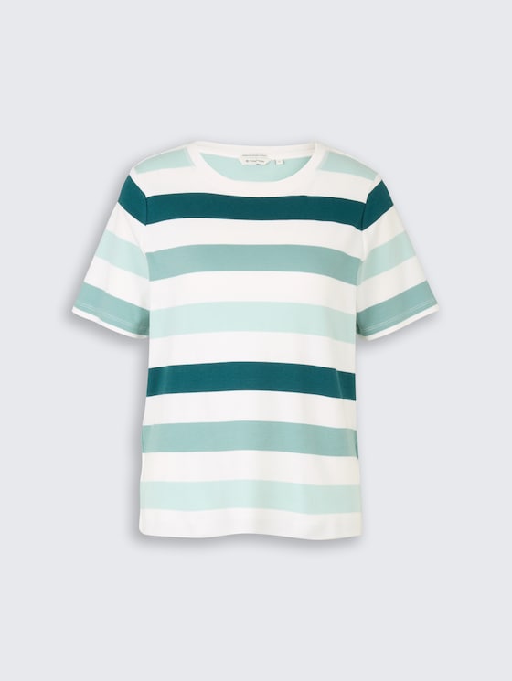 T-shirt van katoen door Women, white mint bold stripe