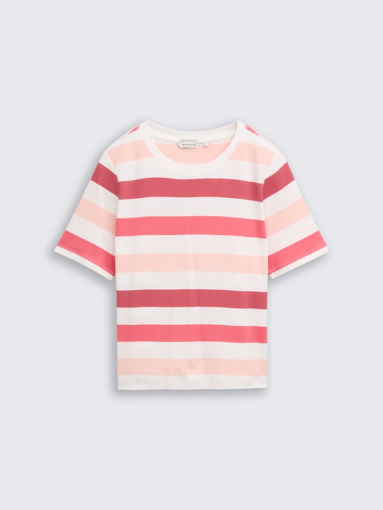 T-shirt van katoen door Women, coral offwhite stripe
