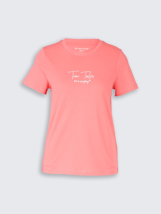 T-shirt with logo print by Women, soft coral pink