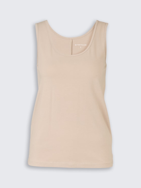 Slim Fit Top mit Rundhalsausschnitt von Women, soft taupe grey