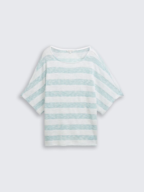 Losvallend T-shirt met vleermuismouwen door Women, white mint stripe