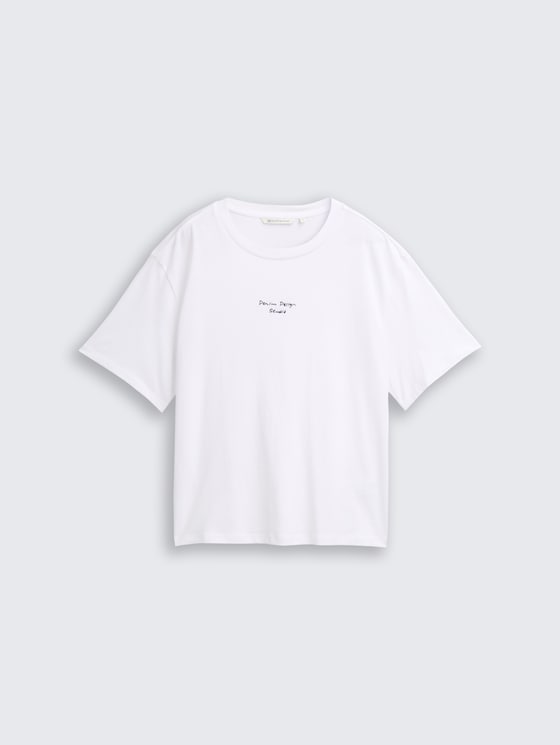 Boxy Fit T-Shirt mit Stickerei von Denim Female, White