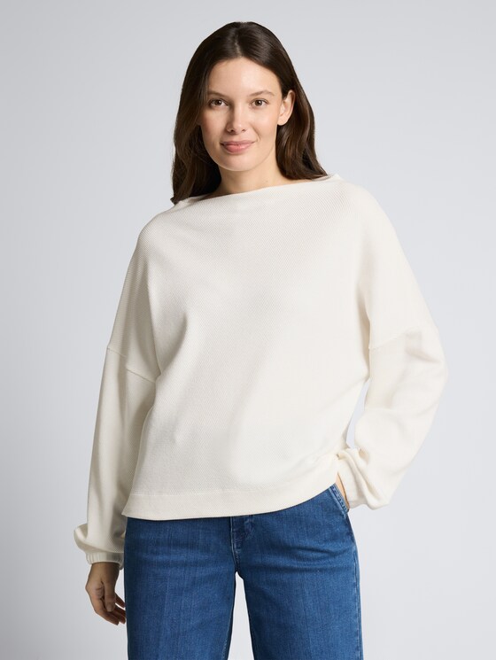 Sweatshirt with stand-up collar by Women, Whisper White