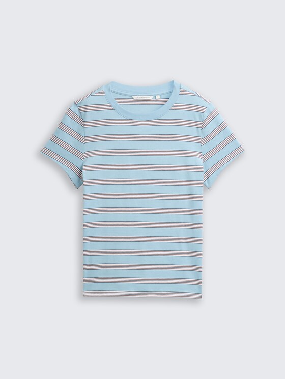 Cotton T-shirt by Denim Female, blue brown multicolor stripe