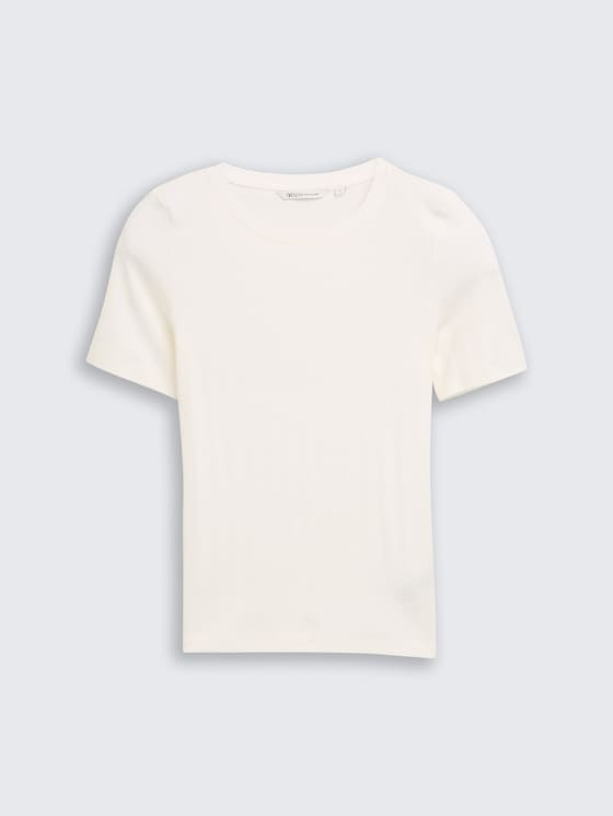 Slim Fit Pointelle T-Shirt von Denim Female, off white
