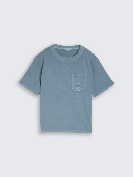Boxy fit T-shirt met borstzak door Denim Female, spring lake blue