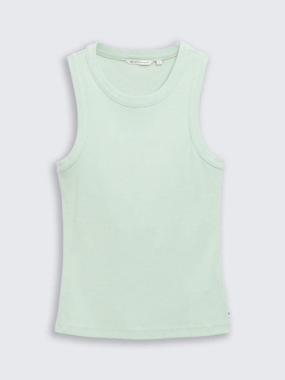 Slim Fit Top mit Rippstruktur von Denim Female, light matcha green