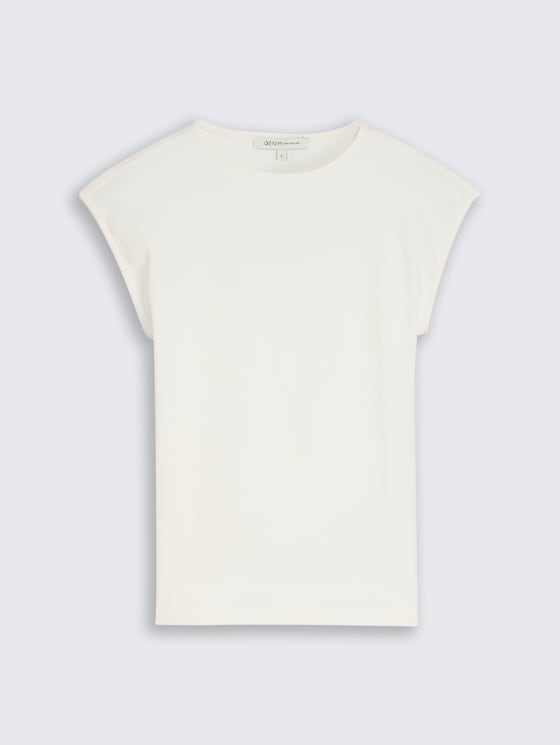 Slim Fit T-Shirt mit Rippstruktur von Denim Female, off white