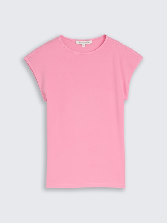Slim Fit T-Shirt mit Rippstruktur von Denim Female, Soft Blush Rose
