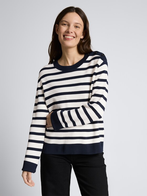 Pull en maille à rayures par Women, white sky blue knit stripe