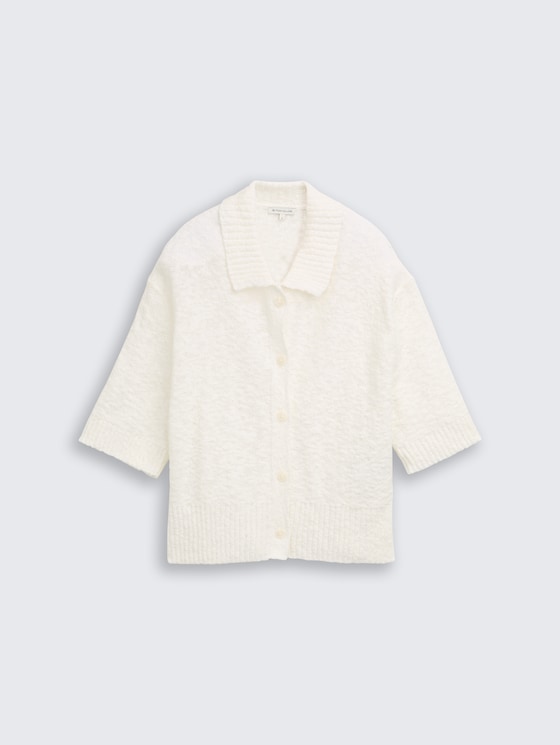 Losvallend bouclé vest met kraag door Women, Whisper White