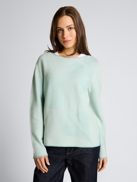 Strickpullover aus Baumwolle von Women, mint ginko structure stripe