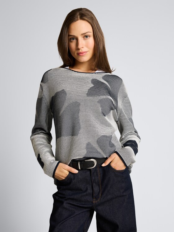 Pull en coton par Women, navy ginko structure stripe