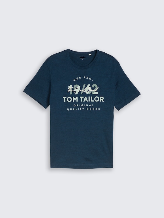 T-shirt with logo print by Men, navy blue petrol injected