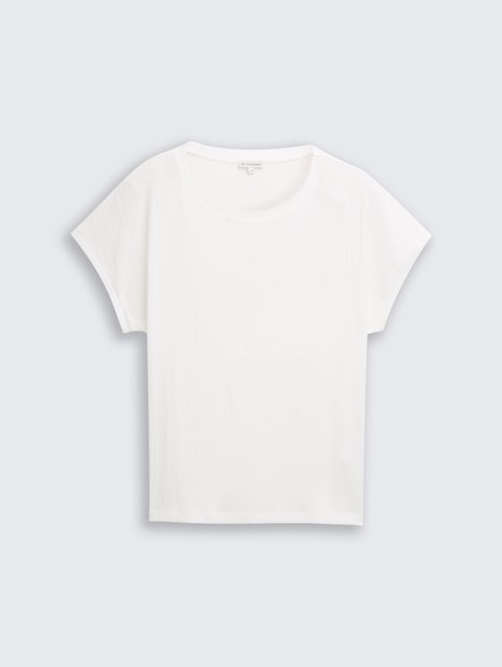 T-shirt in materiaalmix door Women, Whisper White