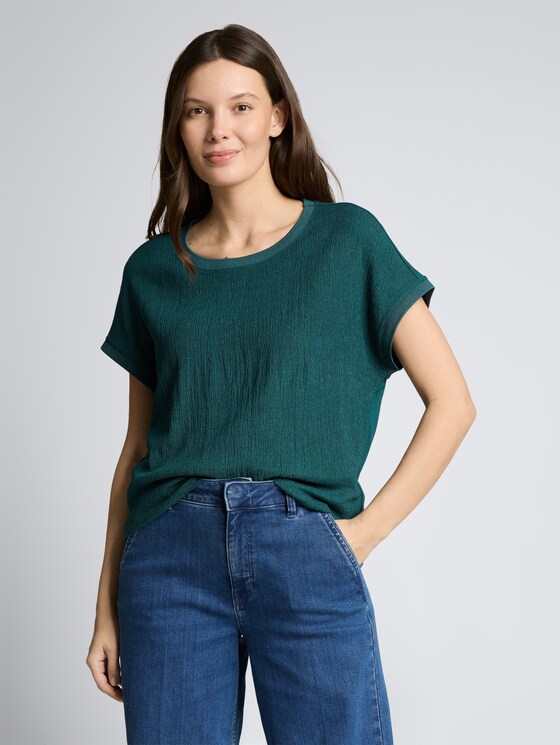 T-Shirt im Material-Mix von Women, Deep Meadow Green