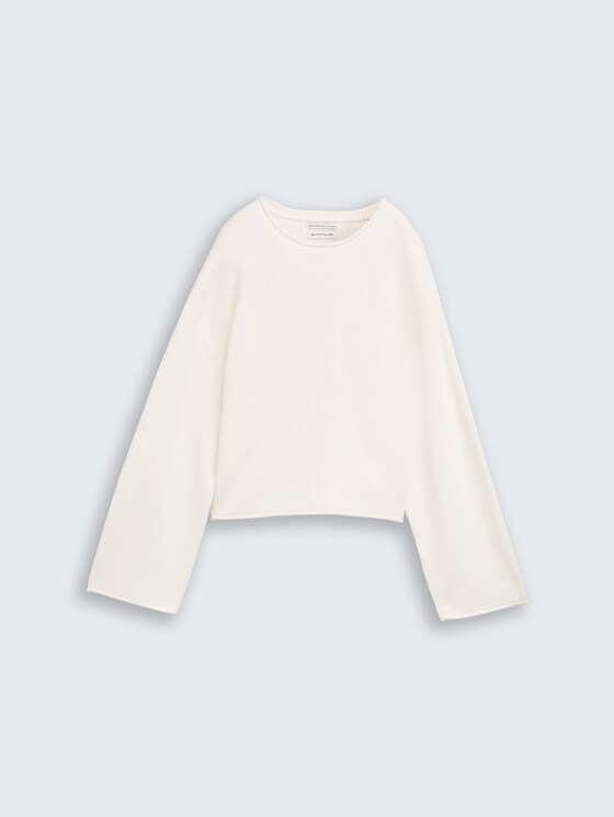 Cropped gebreide trui met ronde hals door Teen Girls, Gardenia White