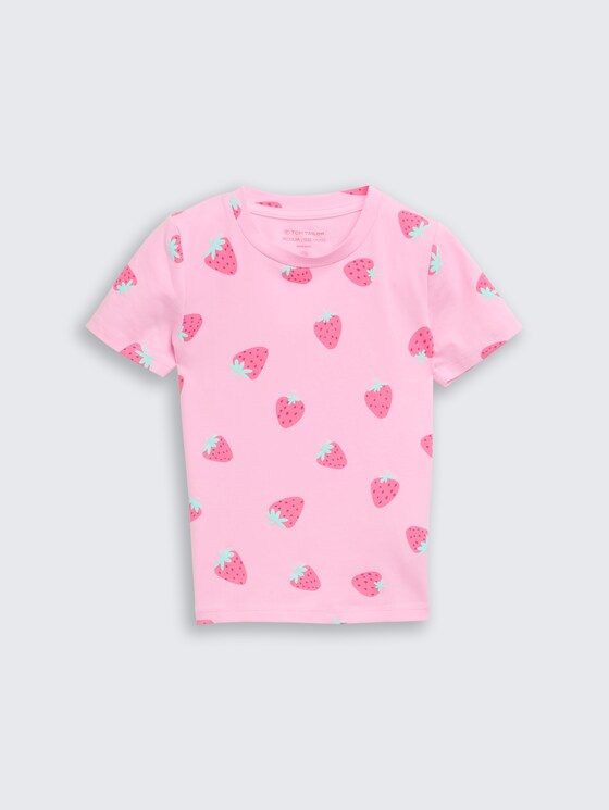 T-shirt met patroon door Mini Girls, big pink strawberry print