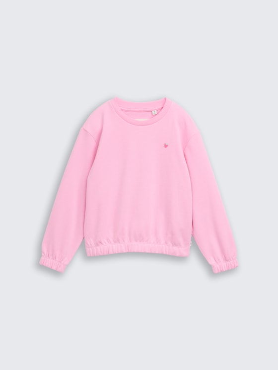 Cropped sweatshirt met borduursel door Mini Girls, lovely pink