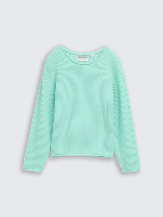 Cropped gebreide trui met ronde hals door Mini Girls, Light Mint