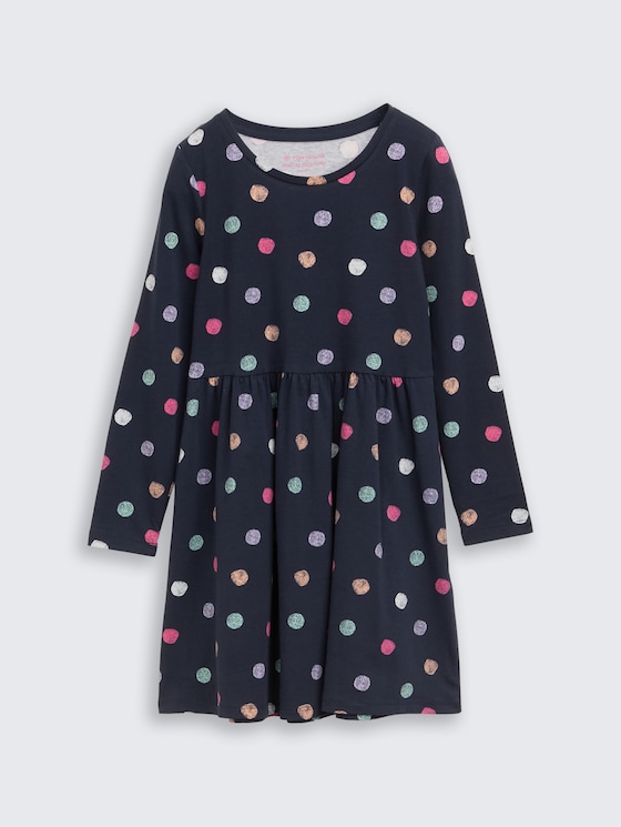 Mini-jurk van jersey door Mini Girls, dark blue multicolor dot