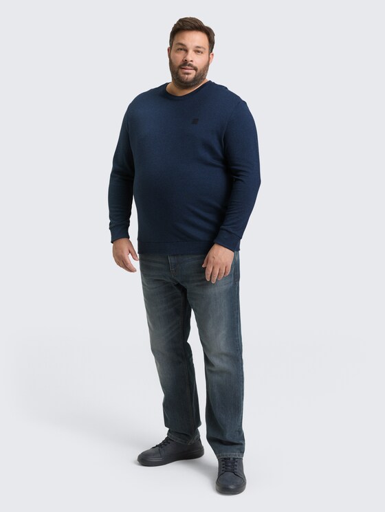 Plus Size - Langarmshirt mit Logo-Badge von Men Plus Size, real teal grindle structure