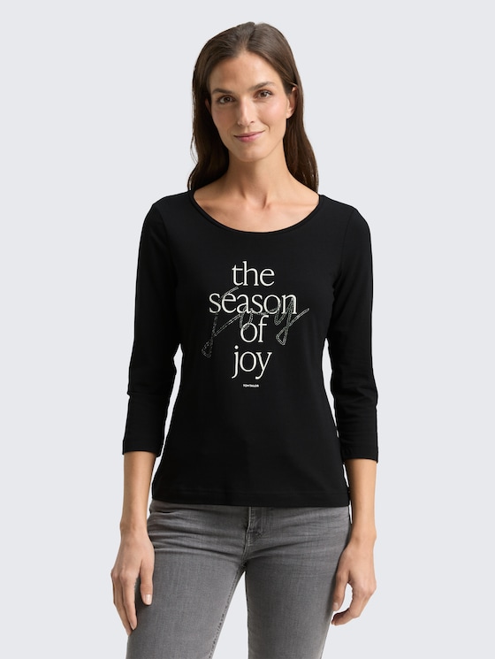 Langarmshirt mit Print von Women, deep black