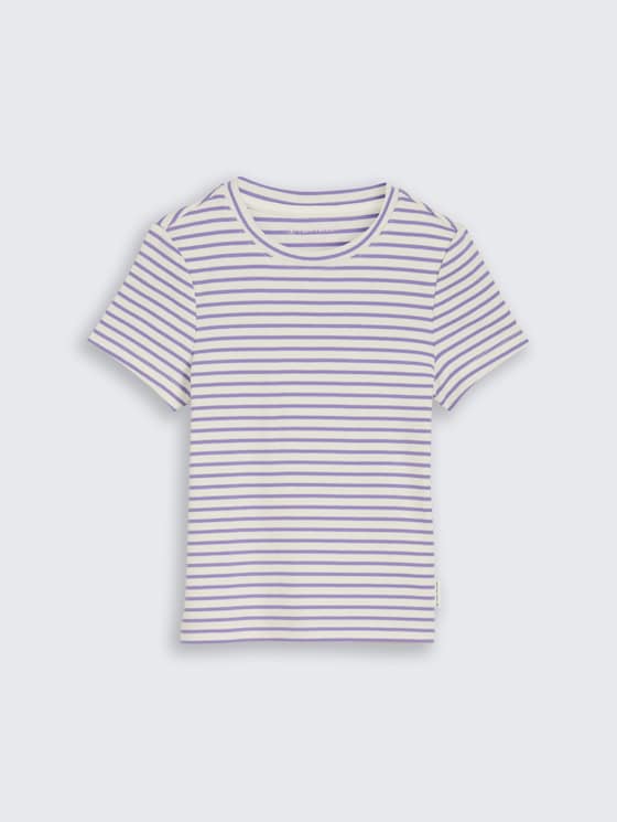 T-shirt côtelé à rayures par Teen Girls, flashy purple stripe