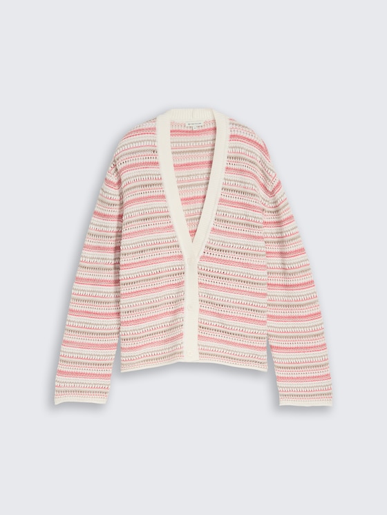 Loose fit vest met streepjesmotief door Women, pink beige stripe