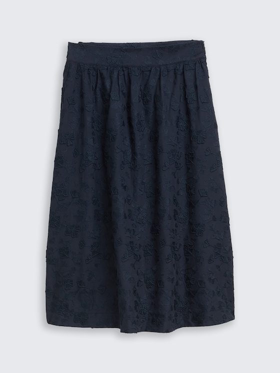 Midi-rok met hoge taille en borduursel door Women, sky captain blue