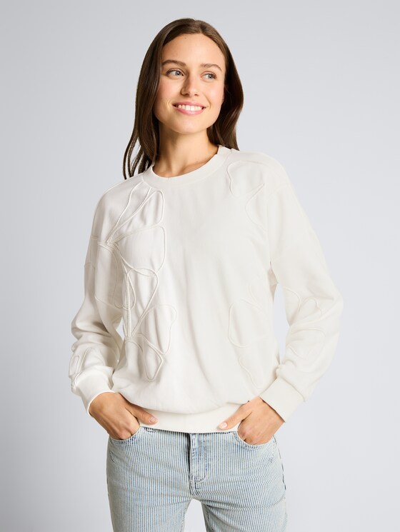 Sweat-shirt ample à motif floral par Women, Whisper White