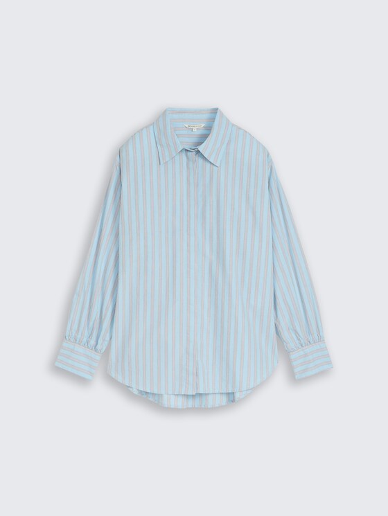 Oversize Hemdbluse mit Streifenmuster von Denim Female, blue white brown stripe