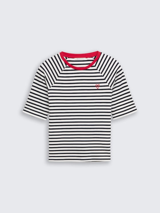 T-shirt with striped pattern by Denim Female, navy white stripe