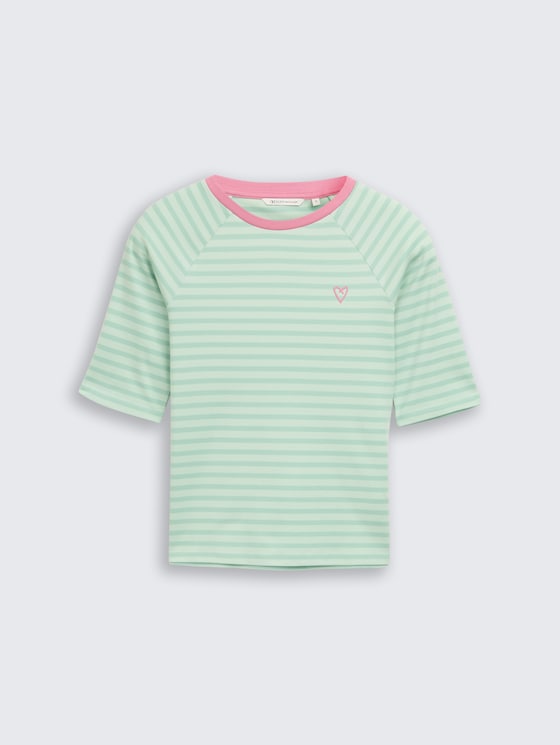 T-shirt met streepjesmotief door Denim Female, tonal matcha green stripe
