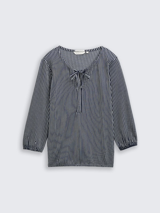 Blouse shirt with striped pattern by Women, navy blue white thin stripe
