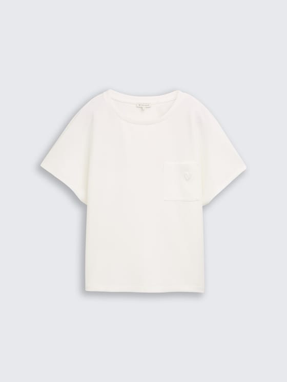 Loose Fit Scuba T-Shirt mit Brusttasche von Women, Whisper White