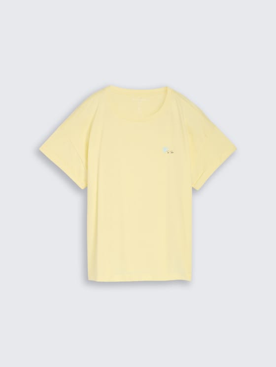 T-shirt met borduursel door Women, soft lemon