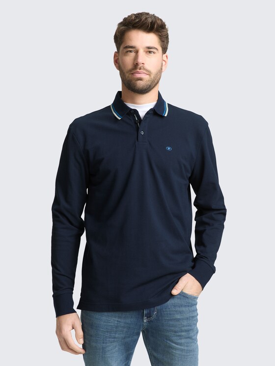 Langarm Poloshirt mit Logo-Print von Men, sky captain blue