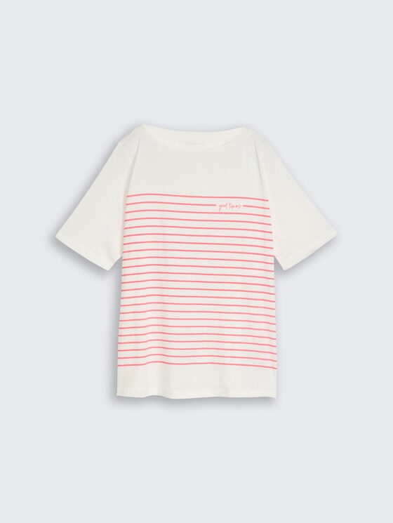 Plus Size - T-shirt met streepjesmotief door Women Plus Size, Whisper White